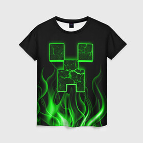 Женская футболка 3D с принтом MINECRAFT TEXTURE FIRE в городе Новоалтайск, 100% полиэфир ( синтетическое хлопкоподобное полотно) | прямой крой, круглый вырез горловины, длина до линии бедер | creeper | fire | game | minecraft | железо | игра | компьютерная | крипер | криппер | майн | майнкрафт | огонь | пламя | текстура
