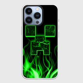 Чехол для iPhone 13 Pro с принтом MINECRAFT TEXTURE FIRE в городе Новоалтайск,  |  | creeper | fire | game | minecraft | железо | игра | компьютерная | крипер | криппер | майн | майнкрафт | огонь | пламя | текстура