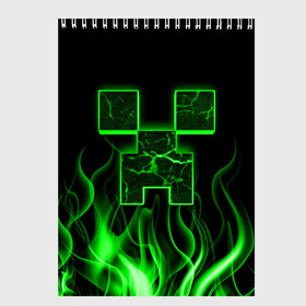 Скетчбук с принтом MINECRAFT TEXTURE FIRE в городе Новоалтайск, 100% бумага
 | 48 листов, плотность листов — 100 г/м2, плотность картонной обложки — 250 г/м2. Листы скреплены сверху удобной пружинной спиралью | Тематика изображения на принте: creeper | fire | game | minecraft | железо | игра | компьютерная | крипер | криппер | майн | майнкрафт | огонь | пламя | текстура