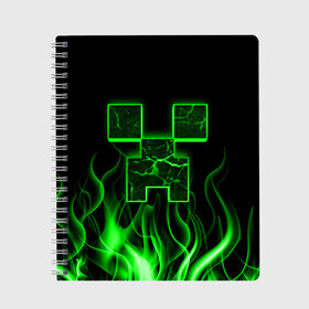 Тетрадь с принтом MINECRAFT TEXTURE FIRE в городе Новоалтайск, 100% бумага | 48 листов, плотность листов — 60 г/м2, плотность картонной обложки — 250 г/м2. Листы скреплены сбоку удобной пружинной спиралью. Уголки страниц и обложки скругленные. Цвет линий — светло-серый
 | Тематика изображения на принте: creeper | fire | game | minecraft | железо | игра | компьютерная | крипер | криппер | майн | майнкрафт | огонь | пламя | текстура