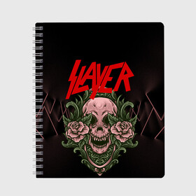 Тетрадь с принтом SLAYER | УБИЙЦА (Z) в городе Новоалтайск, 100% бумага | 48 листов, плотность листов — 60 г/м2, плотность картонной обложки — 250 г/м2. Листы скреплены сбоку удобной пружинной спиралью. Уголки страниц и обложки скругленные. Цвет линий — светло-серый
 | Тематика изображения на принте: rock | slayer | грув метал | джеф ханнем | керри кинг | ню метал | рок | трэш метал