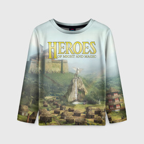 Детский лонгслив 3D с принтом Оплот | Heroes of Might and Magic 3 (Z) в городе Новоалтайск, 100% полиэстер | длинные рукава, круглый вырез горловины, полуприлегающий силуэт
 | heroes | heroes of might and magic | hom | oldskull | герои | герои меча | герои меча и магии | олдскулл | оплот