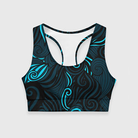 Женский спортивный топ 3D с принтом Лазурные листья в городе Новоалтайск, 82% полиэстер, 18% спандекс Ткань безопасна для здоровья, позволяет коже дышать, не мнется и не растягивается |  | арт | лазурный | синий | ткань | узор