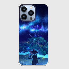 Чехол для iPhone 13 Pro с принтом MONA GENSHIN IMPACT в городе Новоалтайск,  |  | Тематика изображения на принте: багровая заря | геншин испакт | гидро | дерево | звезда | звезды | лес | мона | мона мегистус | мондштадт | небо | персонаж | светлячки | синее | синий | синяя | созвездие | созвездия | тейват