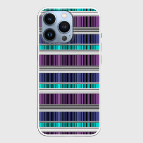 Чехол для iPhone 13 Pro с принтом Бирюзово сиреневый полосатый в городе Новоалтайск,  |  | абстрактный | бирюзовый | модный | разноцветный полосы | серый | современный | фиолетовый