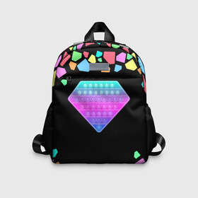 Детский рюкзак 3D с принтом POP IT DIAMOND в городе Новоалтайск, 100% полиэстер | лямки с регулируемой длиной, сверху петелька, чтобы рюкзак можно было повесить на вешалку. Основное отделение закрывается на молнию, как и внешний карман. Внутри дополнительный карман. По бокам два дополнительных кармашка | Тематика изображения на принте: pop it | simple dimple. симпл димпл | поп ит
