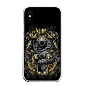 Чехол для iPhone XS Max матовый с принтом Золотой лев в городе Новоалтайск, Силикон | Область печати: задняя сторона чехла, без боковых панелей | архитектура | золото | камень | корона | лев | узоры | череп