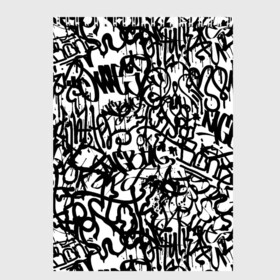 Скетчбук с принтом Graffiti black on white в городе Новоалтайск, 100% бумага
 | 48 листов, плотность листов — 100 г/м2, плотность картонной обложки — 250 г/м2. Листы скреплены сверху удобной пружинной спиралью | абстракция | граффити | надписи | надписи текстура | паттерн граффити | текстура | текстура граффити | шрифт