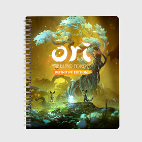 Тетрадь с принтом Ori and the Will of the Wisps в городе Новоалтайск, 100% бумага | 48 листов, плотность листов — 60 г/м2, плотность картонной обложки — 250 г/м2. Листы скреплены сбоку удобной пружинной спиралью. Уголки страниц и обложки скругленные. Цвет линий — светло-серый
 | Тематика изображения на принте: adventure | forest spirit | night | ori | ori and the will of the wisps | pc game | shimmer | tree | дерево | дух леса | компьютерная игра | мерцание | ночь | ори | ори и блуждающие огоньки | приключения
