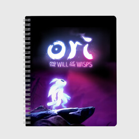 Тетрадь с принтом Ori and the Will of the Wisps в городе Новоалтайск, 100% бумага | 48 листов, плотность листов — 60 г/м2, плотность картонной обложки — 250 г/м2. Листы скреплены сбоку удобной пружинной спиралью. Уголки страниц и обложки скругленные. Цвет линий — светло-серый
 | adventure | computer game | looks to the sky | ori | ori and the will of the wisps | spirit of the forest | в небо | дух леса | компьютерная игра | ори | ори и блуждающие огоньки | приключения | смотрит