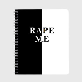 Тетрадь с принтом Rape Me | Kurt Cobain (+спина) (Z) в городе Новоалтайск, 100% бумага | 48 листов, плотность листов — 60 г/м2, плотность картонной обложки — 250 г/м2. Листы скреплены сбоку удобной пружинной спиралью. Уголки страниц и обложки скругленные. Цвет линий — светло-серый
 | cobain | kurt | kurt donald cobain | nirvana | rape me | rock | smile | альтернативный рок | гранж | дэйв грол | крист новоселич | курт кобейн | нирвана | рок | смайл