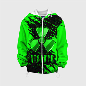 Детская куртка 3D с принтом S.T.A.L.K.E.R.  NEON | СТАЛКЕР в городе Новоалтайск, 100% полиэстер | застежка — молния, подол и капюшон оформлены резинкой с фиксаторами, по бокам — два кармана без застежек, один потайной карман на груди, плотность верхнего слоя — 90 г/м2; плотность флисового подклада — 260 г/м2 | Тематика изображения на принте: game | stalker | stalker 2 | зона | игра | радиация | сталкер | сталкер 2 | чернобыль