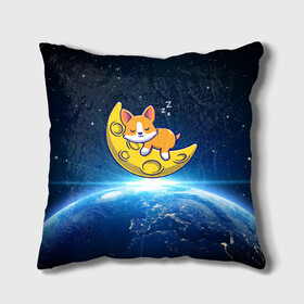 Подушка 3D с принтом Лунный корги | Space Corgi (Z) в городе Новоалтайск, наволочка – 100% полиэстер, наполнитель – холлофайбер (легкий наполнитель, не вызывает аллергию). | состоит из подушки и наволочки. Наволочка на молнии, легко снимается для стирки | corgi | кинолог | корги | пёс | рыжая | рыжая собака | собака | собакен | собачка | собачница | собачуха | собичник