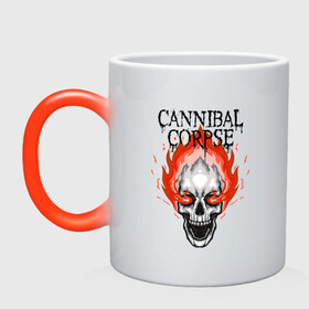 Кружка хамелеон с принтом Cannibal Corpse | Труп Каннибала (Z) в городе Новоалтайск, керамика | меняет цвет при нагревании, емкость 330 мл | Тематика изображения на принте: cannibal | cannibal corpse | corpse | death metal | deathgrind | алекс уэбстер | брутальный дэт метал | дэт метал | дэтграйнд | пол мазуркевич | роб барретт | труп каннибала