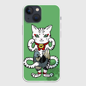 Чехол для iPhone 13 mini с принтом ЯПОНСКИЙ КОТ | JAPANESE CAT (Z в городе Новоалтайск,  |  | Тематика изображения на принте: japan | асихара но накацукуни | государство япония | ниппон | нихон | ооясимагуни | страна восходящего солнца | традиции | традиция | япония