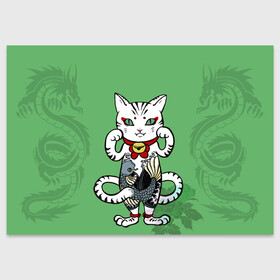 Поздравительная открытка с принтом ЯПОНСКИЙ КОТ | JAPANESE CAT (Z в городе Новоалтайск, 100% бумага | плотность бумаги 280 г/м2, матовая, на обратной стороне линовка и место для марки
 | Тематика изображения на принте: japan | асихара но накацукуни | государство япония | ниппон | нихон | ооясимагуни | страна восходящего солнца | традиции | традиция | япония