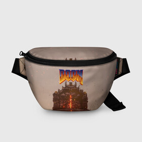 Поясная сумка 3D с принтом DOOM | ДУМ (Z) в городе Новоалтайск, 100% полиэстер | плотная ткань, ремень с регулируемой длиной, внутри несколько карманов для мелочей, основное отделение и карман с обратной стороны сумки застегиваются на молнию | demons | devil | doom | doom eternal | doom slayer | doomguy | hell | slayer | ад | вега | демоны | дум | икона греха | какодемон | манкубус | солдат рока | элементаль боли