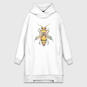Платье-худи хлопок с принтом Акварельная пчела в городе Новоалтайск,  |  | bee | акварель | акварельная пчела | большая пчела | насекомое | пчела | реалистичная пчела