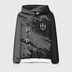 Мужская толстовка 3D с принтом THE WITCHER SILVER LOGO в городе Новоалтайск, 100% полиэстер | двухслойный капюшон со шнурком для регулировки, мягкие манжеты на рукавах и по низу толстовки, спереди карман-кенгуру с мягким внутренним слоем. | the witcher | ведьмак | витчер | зе витчер | зе вичер | игра | компьютерная игра | лого | логотип | серебро