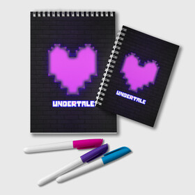 Блокнот с принтом UNDERTALE PURPLE HEART в городе Новоалтайск, 100% бумага | 48 листов, плотность листов — 60 г/м2, плотность картонной обложки — 250 г/м2. Листы скреплены удобной пружинной спиралью. Цвет линий — светло-серый
 | Тематика изображения на принте: sans | undertale | андертале | андертейл | игра | подземная история | подземная сказка | санс | сердце | ундертале