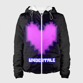 Женская куртка 3D с принтом UNDERTALE PURPLE HEART в городе Новоалтайск, ткань верха — 100% полиэстер, подклад — флис | прямой крой, подол и капюшон оформлены резинкой с фиксаторами, два кармана без застежек по бокам, один большой потайной карман на груди. Карман на груди застегивается на липучку | sans | undertale | андертале | андертейл | игра | подземная история | подземная сказка | санс | сердце | ундертале
