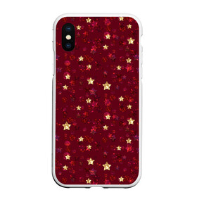 Чехол для iPhone XS Max матовый с принтом Россыпи золотых звезд в городе Новоалтайск, Силикон | Область печати: задняя сторона чехла, без боковых панелей | блеск | блестящий | детский | звезды | золото | золотой и красный | красный | модный
