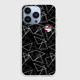 Чехол для iPhone 13 Pro с принтом Черно белый геометрический в городе Новоалтайск,  |  | абстрактный | аппликация | геометрический | модный | треугольники | футбол | футбольный клуб | черно белый | черный фон