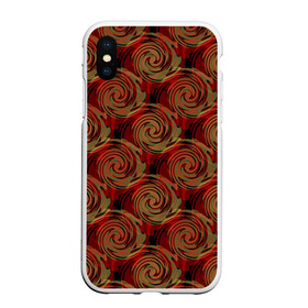 Чехол для iPhone XS Max матовый с принтом Красно-оливковый ретро  в городе Новоалтайск, Силикон | Область печати: задняя сторона чехла, без боковых панелей | Тематика изображения на принте: абстрактный | детский | кольца | коричневый | красный | круги | модный | молодежный | оливковый | ретро