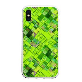 Чехол для iPhone XS Max матовый Ярко-зеленый абстрактный узор: в городе Новоалтайск, Силикон | Область печати: задняя сторона чехла, без боковых панелей | абстрактный | геометрический | детский | зеленый неоновый | креативный | модный | молодежный | неоновый | яркий зеленый