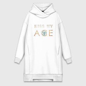Платье-худи хлопок с принтом Kiss My Ace в городе Новоалтайск,  |  | ball | beach | game | sport | volley | volleyball | волейбол | волейболист | волейболистка | гол | игра | игрок | мяч | площадка | пляж | пляжный | победа | сетка | спорт | тренер | чемпион