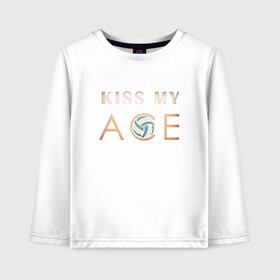Детский лонгслив хлопок с принтом Kiss My Ace в городе Новоалтайск, 100% хлопок | круглый вырез горловины, полуприлегающий силуэт, длина до линии бедер | ball | beach | game | sport | volley | volleyball | волейбол | волейболист | волейболистка | гол | игра | игрок | мяч | площадка | пляж | пляжный | победа | сетка | спорт | тренер | чемпион