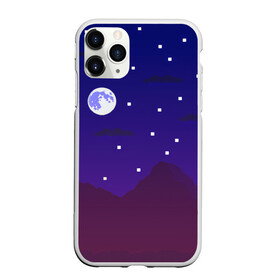 Чехол для iPhone 11 Pro Max матовый с принтом Пиксельная ночь | 8 bit  в городе Новоалтайск, Силикон |  | Тематика изображения на принте: pixel 8 bit | pixelart | горы | луна 8 bit | ночной город | ночь 8 bit | пиксель