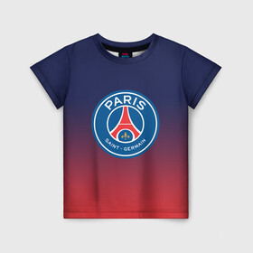 Детская футболка 3D с принтом PSG | ПСЖ / PARIS SAINT GERMAIN в городе Новоалтайск, 100% гипоаллергенный полиэфир | прямой крой, круглый вырез горловины, длина до линии бедер, чуть спущенное плечо, ткань немного тянется | Тематика изображения на принте: paris saint germain | psg | saint | sport | париж | псг | спорт | футбол