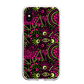 Чехол для iPhone XS Max матовый с принтом Модный абстрактный узор в городе Новоалтайск, Силикон | Область печати: задняя сторона чехла, без боковых панелей | Тематика изображения на принте: абстрактный | арт | в горошек | креативный | молодежный | популярный | современный | темный | черный и малиновый