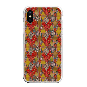 Чехол для iPhone XS Max матовый с принтом Осенний пэчворк в городе Новоалтайск, Силикон | Область печати: задняя сторона чехла, без боковых панелей | Тематика изображения на принте: деревенский | для дома | заплатки | лоскуты | модный | оранжевый | пэчворк | рыжий | фольклор
