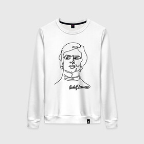 Женский свитшот хлопок с принтом Рудольф Нуриев Rudolf Nureyev в городе Новоалтайск, 100% хлопок | прямой крой, круглый вырез, на манжетах и по низу широкая трикотажная резинка  | ballet dancer | rudolf nureyev | soviet ballet | артист балета | балет | балетный танцор | кировский театр | классический балет | мариинский театр | одна линия рисунок | рудольф нуриев | русский балет | советский | ссср