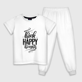 Детская пижама хлопок с принтом Think happy thoughts в городе Новоалтайск, 100% хлопок |  брюки и футболка прямого кроя, без карманов, на брюках мягкая резинка на поясе и по низу штанин
 | happy | think | thoughts | думай о хорошем | позитив | счастье