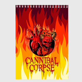 Скетчбук с принтом Cannibal Corpse | Труп Канниба в городе Новоалтайск, 100% бумага
 | 48 листов, плотность листов — 100 г/м2, плотность картонной обложки — 250 г/м2. Листы скреплены сверху удобной пружинной спиралью | cannibal | cannibal corpse | corpse | death metal | deathgrind | алекс уэбстер | брутальный дэт метал | дэт метал | дэтграйнд | пол мазуркевич | роб барретт | труп каннибала