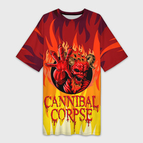 Платье-футболка 3D с принтом Cannibal Corpse | Труп Канниба в городе Новоалтайск,  |  | Тематика изображения на принте: cannibal | cannibal corpse | corpse | death metal | deathgrind | алекс уэбстер | брутальный дэт метал | дэт метал | дэтграйнд | пол мазуркевич | роб барретт | труп каннибала