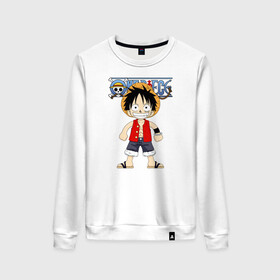 Женский свитшот хлопок с принтом Луффи One Piece. Большой куш в городе Новоалтайск, 100% хлопок | прямой крой, круглый вырез, на манжетах и по низу широкая трикотажная резинка  | anime | manga | monkey d. luffy | one piece | аниме | большой куш | ван пис | вон пис | капитан | король пиратов | луси | луфи | луффи | луффи но уми | луффи таро | манга | манки д. луффи | мугивара | пират | пятый император