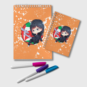 Блокнот с принтом Shimizu Kiyoko | Haikyu | Волейбол (Z) в городе Новоалтайск, 100% бумага | 48 листов, плотность листов — 60 г/м2, плотность картонной обложки — 250 г/м2. Листы скреплены удобной пружинной спиралью. Цвет линий — светло-серый
 | haikuu | haikyu | haikyuu | kiyoko | shimizu | shimizu kiyoko | волейбол | спортивная манга | хайку | хайкю