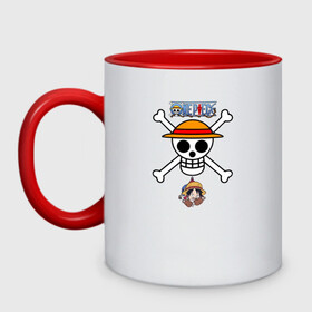 Кружка двухцветная с принтом Веселый Роджер Луффи One Piece в городе Новоалтайск, керамика | объем — 330 мл, диаметр — 80 мм. Цветная ручка и кайма сверху, в некоторых цветах — вся внутренняя часть | Тематика изображения на принте: anime | manga | monkey d. luffy | one piece | аниме | большой куш | ван пис | вон пис | гол д. роджер | кайдо | король пиратов | луфи | луффи | манга | манки д. луффи | нами | нико робин | пират | портгас д. эйс | ророноа зоро