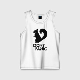 Детская майка хлопок с принтом Dont panic (black) в городе Новоалтайск,  |  | dont panic | без паники | белка | опасность | паника | противогаз | скунс | тревога