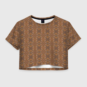 Женская футболка Crop-top 3D с принтом Деревянный паркет  в городе Новоалтайск, 100% полиэстер | круглая горловина, длина футболки до линии талии, рукава с отворотами | деревянный | доски | коричневая текстура | коричневый | креативный | модный принт | паркет | современный | текстура