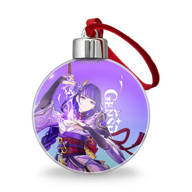 Ёлочный шар с принтом Genshin Impact, Сёгун Райдэн в городе Новоалтайск, Пластик | Диаметр: 77 мм | genshin impact | raiden shogun | геншин импакт | игры | персонажи | сёгун райдэн | электро