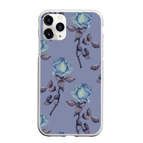 Чехол для iPhone 11 Pro Max матовый с принтом Голубые розы в городе Новоалтайск, Силикон |  | Тематика изображения на принте: 8 марта | flowers | march 8 | spring | ботаническая иллюстрация | весна | день рождения | лето | листья | любовь | праздник | принт | природа | растения | роза | фиолетовый | цветы