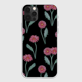 Чехол для iPhone 12 Pro Max с принтом Красные герберы на черном в городе Новоалтайск, Силикон |  | 8 марта | flowers | summer | ботаническая иллюстрация | весна | герберы | зеленый | красный | лето | любовь | праздник | принт | природа | растения | цветы | черный