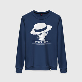 Женский свитшот хлопок с принтом STRAW HAT Monkey D. Luffy One Piece в городе Новоалтайск, 100% хлопок | прямой крой, круглый вырез, на манжетах и по низу широкая трикотажная резинка  | anime | manga | monkey d. luffy | one piece | аниме | большой куш | ван пис | вон пис | капитан | король пиратов | луси | луфи | луффи | луффи но уми | луффи таро | манга | манки д. луффи | мугивара | пират | пятый император