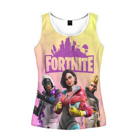 Женская майка 3D с принтом Fortnite Squad в городе Новоалтайск, 100% полиэстер | круглая горловина, прямой силуэт, длина до линии бедра | art | characters | fortnite | game | skins | арт | игра | персонажи | скины | фортнайт