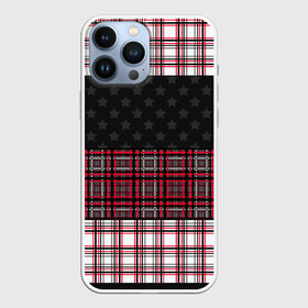 Чехол для iPhone 13 Pro Max с принтом Комбинированный красно серый в городе Новоалтайск,  |  | Тематика изображения на принте: клетка | комбинированный | красный и черный | креативный | плед | полосы | узор в клетку | шотландка